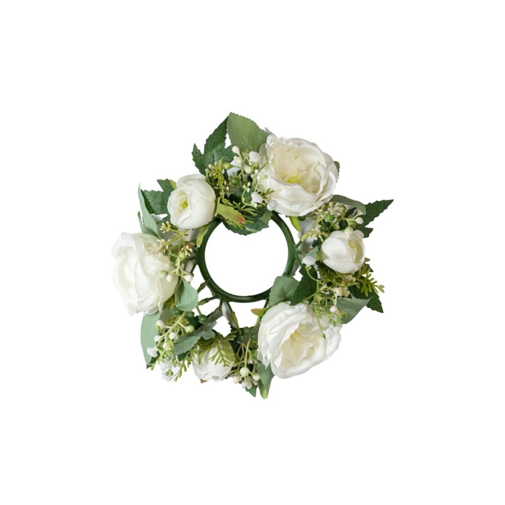 CORONCINA ROSA INGLESE CON GYPSO BIANCA